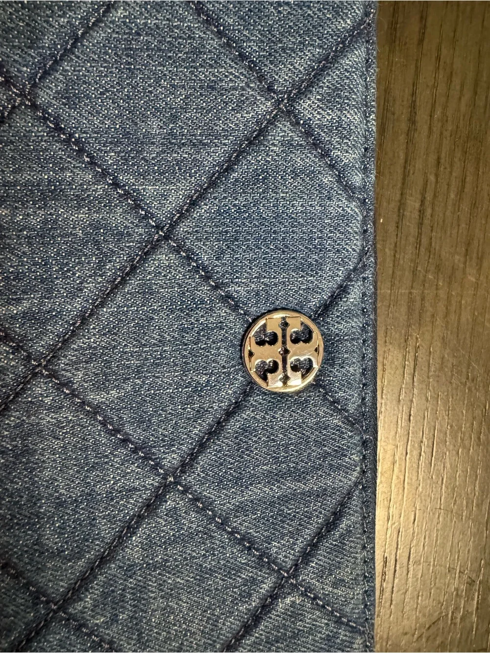 Tory Burch Quilted Denim Zip-Around Wallet in Blue